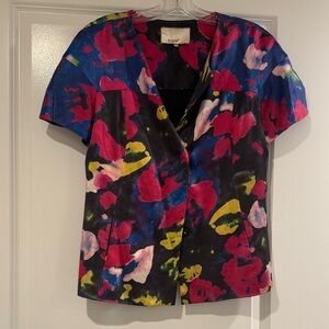 Mint by Jodi Arnold Vibrant soft shoulder silk Floral Jacket with belt size 4